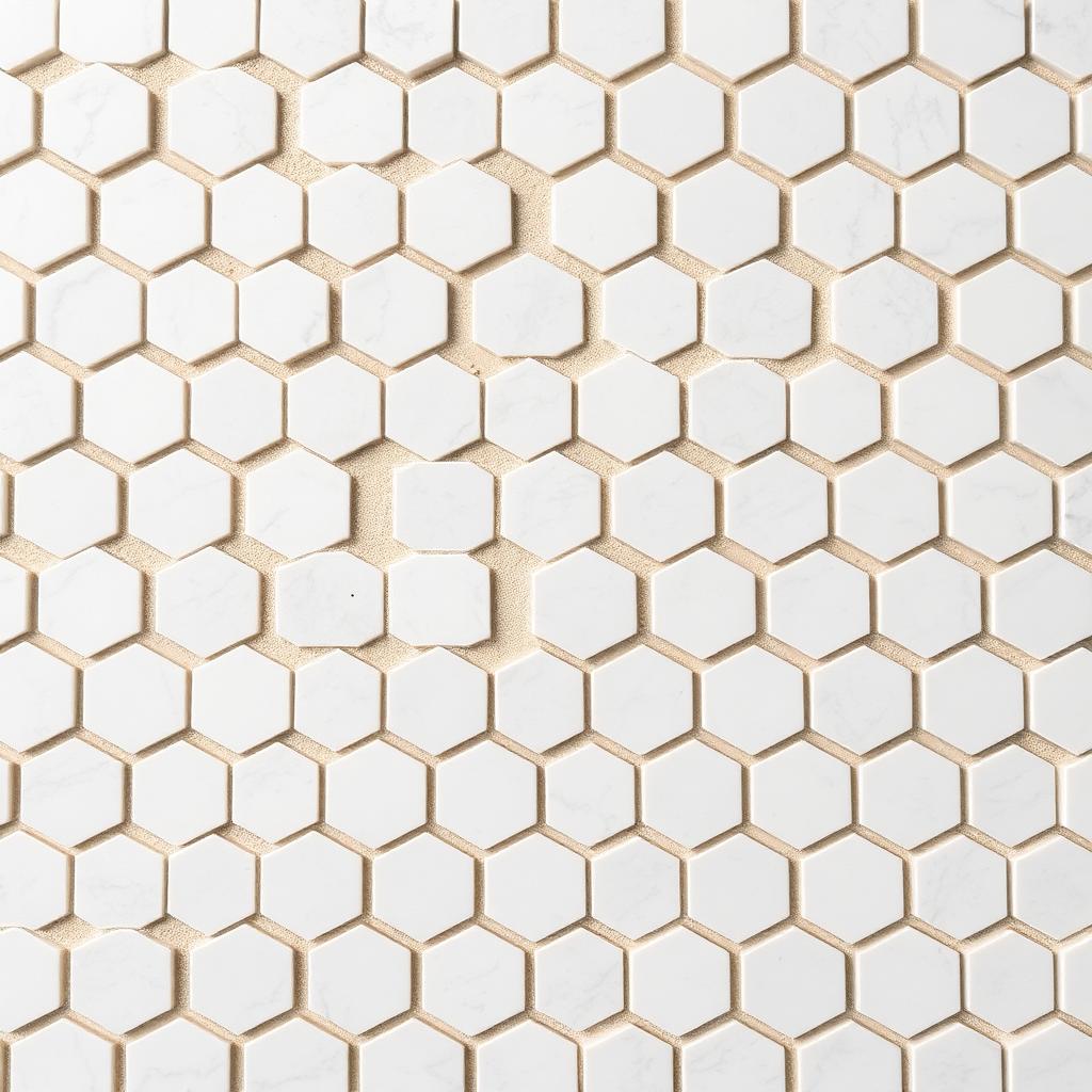 Honed marble hex mosaic